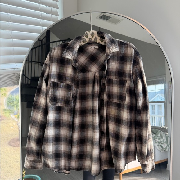 Garage Tops - Garage Black and White Plaid Shirt